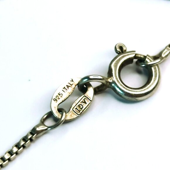 Vintage AGI Italian 925 Sterling Silver Necklace Circle Pendant With Crystals - Picture 3 of 5